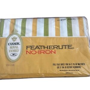 Cannon Featherlite No-Iron Full Flat Sheet - Yellow and White